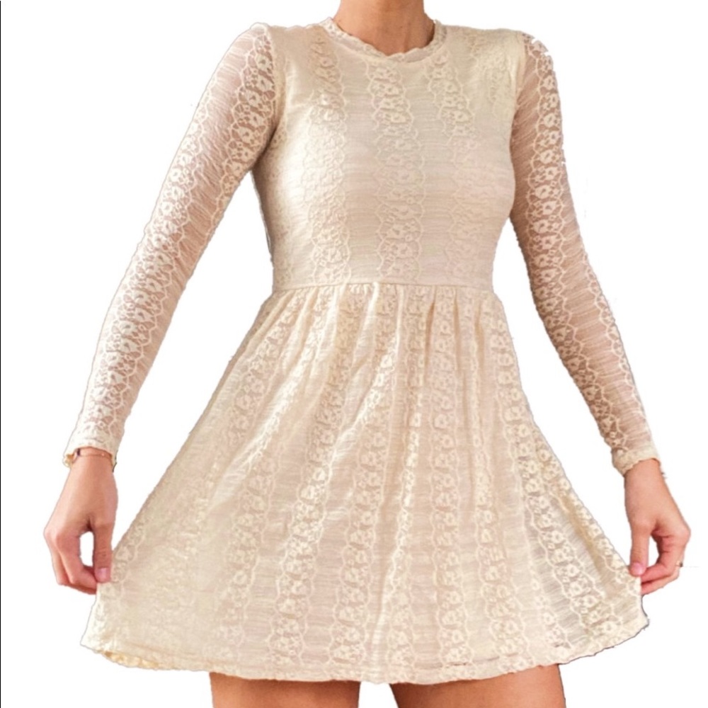 flowy pale lace skater dress